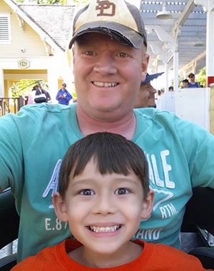 Mike and his son Jayden at the Great America Park.