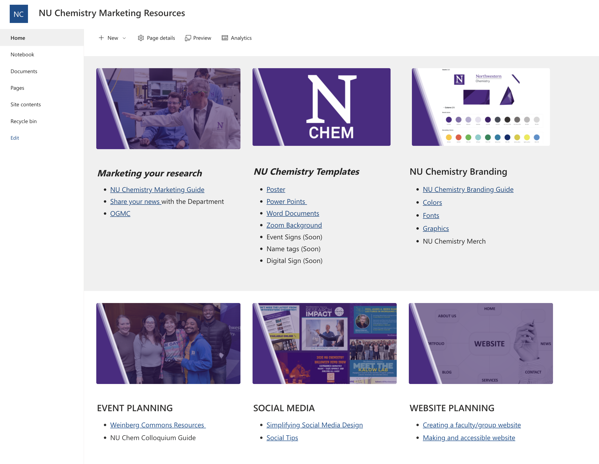 NU Chemistry Marketing ressources